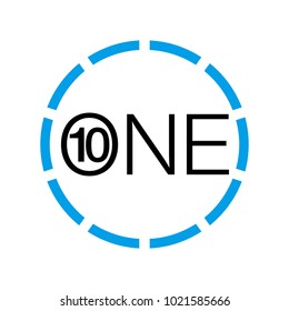 Vector Illustration Sign Numbers "ten in one" Isolated on White background. Figures 10 in 1 icon of blue colors. Vector banner with ten and one numeral