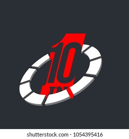 Vector Illustration Sign Numbers "ten in one" Isolated on White background. Figures 10 in 1 icon. Vector banner with ten and one numeral