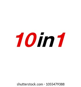 Vector Illustration Sign Numbers "ten in one" Isolated on White background. Figures 10 in 1 icon of black and red color. Vector banner with ten and one numeral