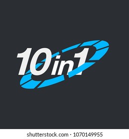Vector Illustration Sign Numbers "ten in one" Isolated on White background. Figures 10 in 1 icon. Vector banner with ten and one numeral