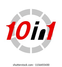 Vector Illustration Sign Numbers "ten in one" Isolated on White background. Figures 10 in 1 icon of black and red color. Vector banner with ten and one numeral
