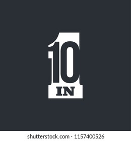 Vector Illustration Sign Numbers "ten in one" Isolated on White background. Figures 10 in 1 icon. Vector banner with ten and one numeral