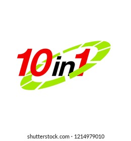 Vector Illustration Sign Numbers "ten in one" Isolated on White background. Figures 10 in 1 icon of red and green colors. Vector banner with ten and one numeral