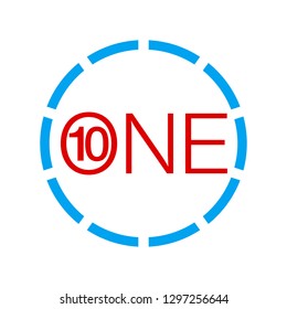 Vector Illustration Sign Numbers "ten in one" Isolated on White background. Figures 10 in 1 icon of red and blue colors. Vector banner with ten and one numeral