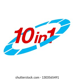 Vector Illustration Sign Numbers "ten in one" Isolated on White background. Figures 10 in 1 icon of red and blue colors. Vector banner with ten and one numeral