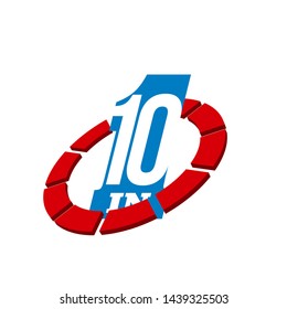 Vector Illustration Sign Numbers "ten in one" Isolated on White background. Figures 10 in 1 icon. Vector banner with ten and one numeral