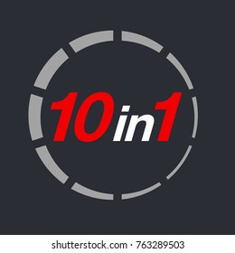 Vector Illustration Sign Numbers "ten in one" Isolated on White background. Figures 10 in 1 icon. Vector banner with ten and one numeral