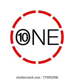 Vector Illustration Sign Numbers "ten in one" Isolated on White background. Figures 10 in 1 icon of black and red color. Vector banner with ten and one numeral