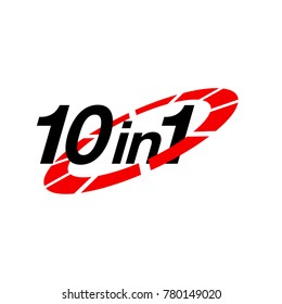 Vector Illustration Sign Numbers "ten in one" Isolated on White background. Figures 10 in 1 icon of black and red color. Vector banner with ten and one numeral