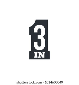Vector Illustration Sign Numbers "three in one" Isolated on White background. Figures 3 in 1 icon. Vector banner with three and one numeral