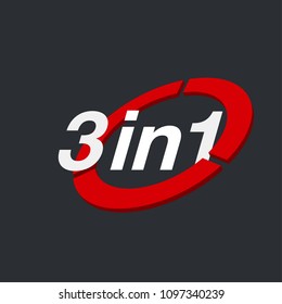 Vector Illustration Sign Numbers "three in one" Isolated on White background. Figures 3 in 1 icon. Vector banner with three and one numeral