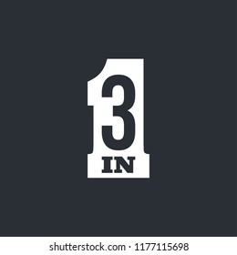 Vector Illustration Sign Numbers "three in one" Isolated on White background. Figures 3 in 1 icon. Vector banner with three and one numeral