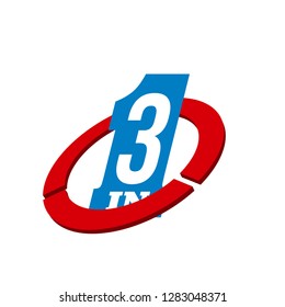 Vector Illustration Sign Numbers "three in one" Isolated on White background. Figures 3 in 1 icon. Vector banner with three and one numeral