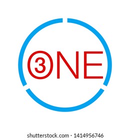 Vector Illustration Sign Numbers "three in one" Isolated on White background. Figures 3 in 1 icon of red and blue colors. Vector banner with three and one numeral