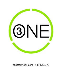 Vector Illustration Sign Numbers "three in one" Isolated on White background. Figures 3 in 1 icon of green color. Vector banner with three and one numeral