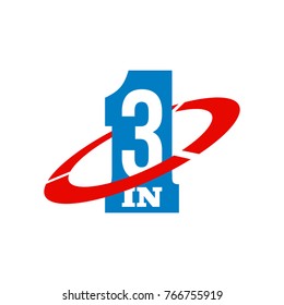 Vector Illustration Sign Numbers "three in one" Isolated on White background. Figures 3 in 1 icon. Vector banner with three and one numeral