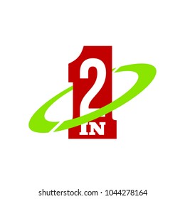 Vector Illustration Sign Numbers "two in one" Isolated on White background. Figures 2 in 1 icon. Vector banner with two and one numeral