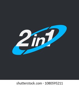 Vector Illustration Sign Numbers "two in one" Isolated on White background. Figures 2 in 1 icon. Vector banner with two and one numeral