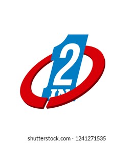 Vector Illustration Sign Numbers "two in one" Isolated on White background. Figures 2 in 1 icon. Vector banner with two and one numeral