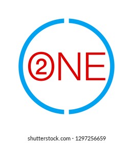 Vector Illustration Sign Numbers "two in one" Isolated on White background. Figures 2 in 1 icon of red and blue colors. Vector banner with two and one numeral