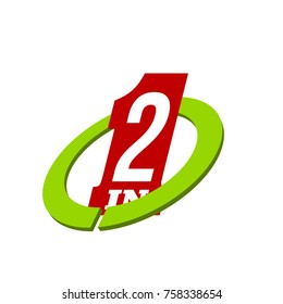Vector Illustration Sign Numbers "two in one" Isolated on White background. Figures 2 in 1 icon. Vector banner with two and one numeral