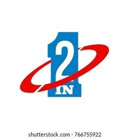 Vector Illustration Sign Numbers "two in one" Isolated on White background. Figures 2 in 1 icon. Vector banner with two and one numeral