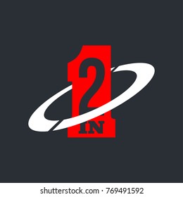 Vector Illustration Sign Numbers "two in one" Isolated on White background. Figures 2 in 1 icon. Vector banner with two and one numeral
