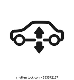 Vector illustration of a sign on the car dashboard on a white background. The icon indicates a warning air suspension.