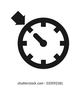 Vector illustration of a sign on the car dashboard on a white background. The icon indicates the included cruise control.