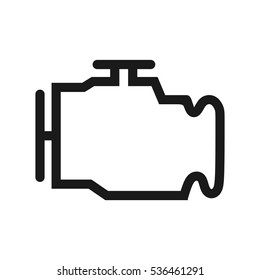 Vector illustration of a sign on the car dashboard on a white background. The icon indicates the engine malfunction.