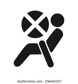 Vector illustration of a sign on the car dashboard on a white background. The icon indicates the deactivation of the airbags.