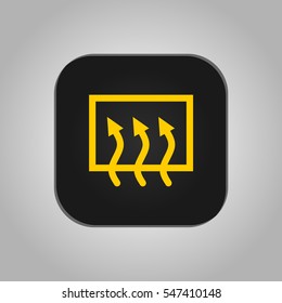 Vector illustration of a sign on the car dashboard on a gray background. The icon indicates a heated rear window.