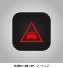 Vector illustration of a sign on the car dashboard on a gray background. The icon indicates a dangerous reduction in the distance.