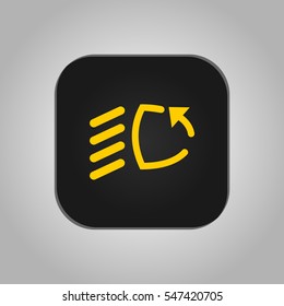 Vector illustration of a sign on the car dashboard on a gray background. The icon indicates the adaptive headlights. Button design.