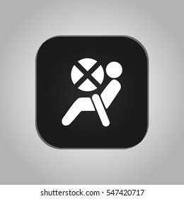 Vector illustration of a sign on the car dashboard on a gray background. The icon indicates the deactivation of the airbags. Button design.