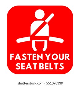 Vector illustration of a sign on the car dashboard on white background. Illustration of warning: Fasten your seat belts.