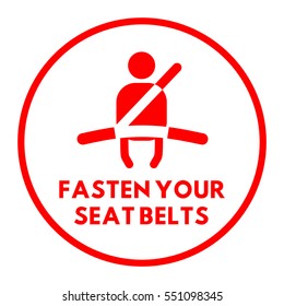 Vector illustration of a sign on the car dashboard on white background. Illustration of warning: Fasten your seat belts.