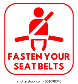 Vector illustration of a sign on the car dashboard on white background. Illustration of warning: Fasten your seat belts.