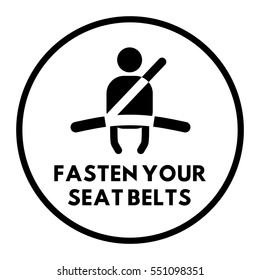 Vector illustration of a sign on the car dashboard on white background. Illustration of warning: Fasten your seat belts.