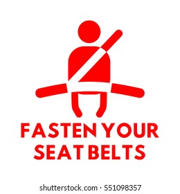 Vector illustration of a sign on the car dashboard on white background. Illustration of warning: Fasten your seat belts.