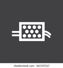Vector illustration of a sign on the car dashboard on a gray background. The icon indicates warning particulate filter. Design of button