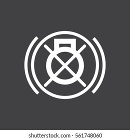 Vector illustration of a sign on the car dashboard on a gray background. The icon indicates non-working brake light. Design of button
