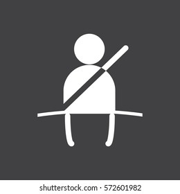 Vector illustration of a sign on the car dashboard on white background. Illustration of warning Fasten your seat belts.