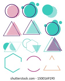 Vector illustration sign price tags vector collection circle square triangle shape color modern style. Ribbon sale banners isolated. New collection offers