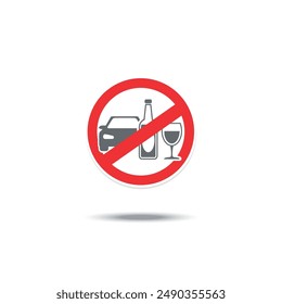 vector illustration of a sign prohibiting drinking alcohol while driving.