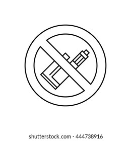 Vector illustration sign prohibiting Smoking electronic cigarettes. For vape shop and service, e-cigarette store, public places, isolated . E-cig icons.