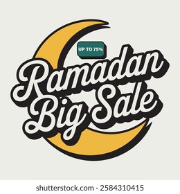 Vector Illustration sign Ramadan Sale lettering. The text is in a fancy font and bold letters