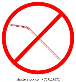 vector illustration sign of the refusal of disposable plastic drinking straws isolated on white background