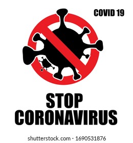 Ilustración vectorial de un letrero que dice alto Coronavirus - Covid 19