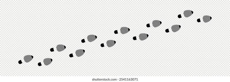 Vector Illustration Sign shoeprints .Track.  shoe vector trail . footprint . track   background . black transparent sign . 